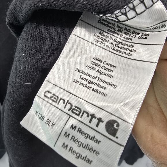 Carhartt T Shirt Mens Medium Black Pocket Original Fit Tee Long Sleeve Button - Picture 8 of 10